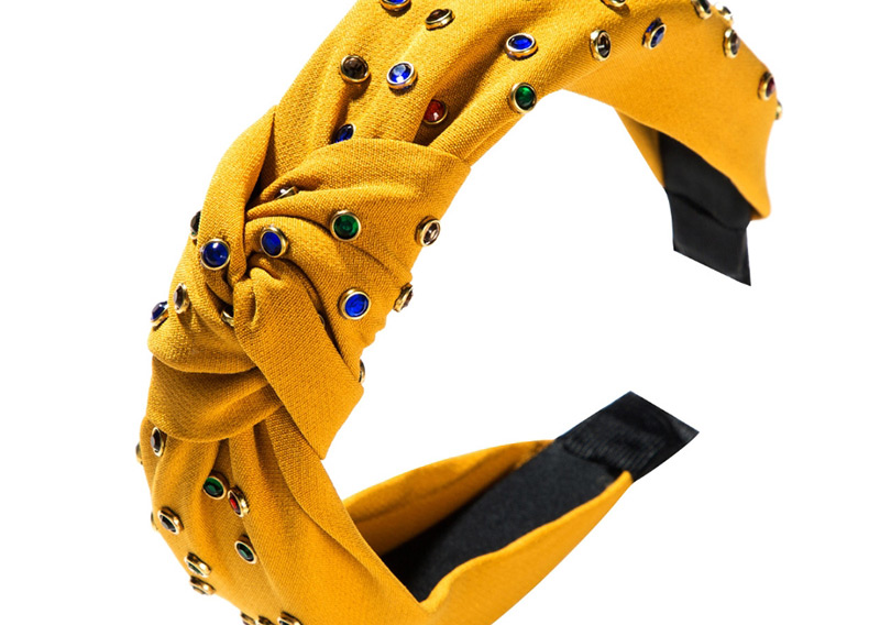 Fashion Yellow Hot Diamonding Knotted Wide-brimmed Headband,Head Band
