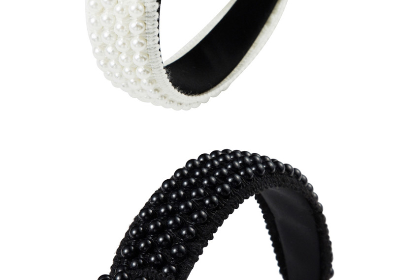 Fashion Black Wide-brimmed Pearl Headband,Head Band