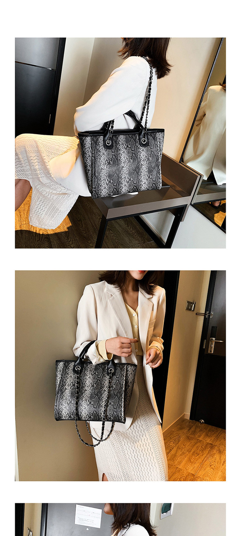Fashion Snake Gray Chain Shoulder Messenger Bag,Messenger bags