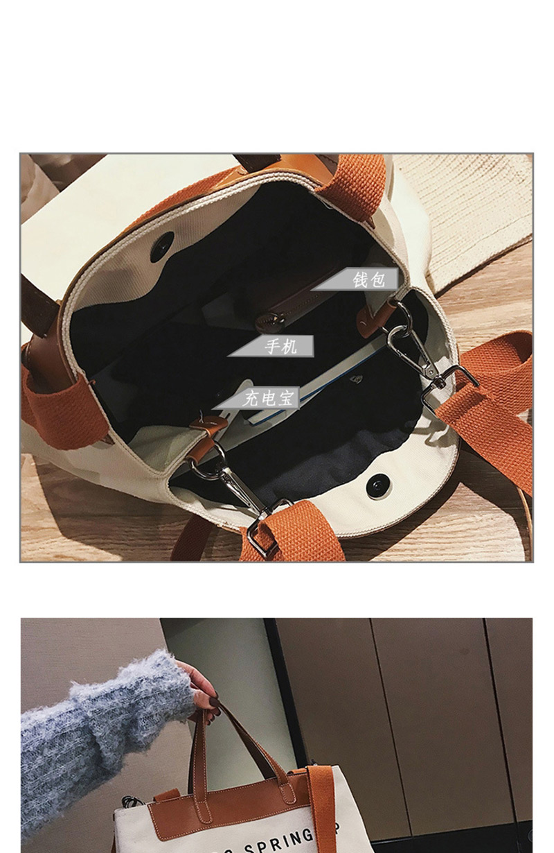 Fashion Light Grey Canvas Letter Print Stitching Shoulder Crossbody Tote,Handbags