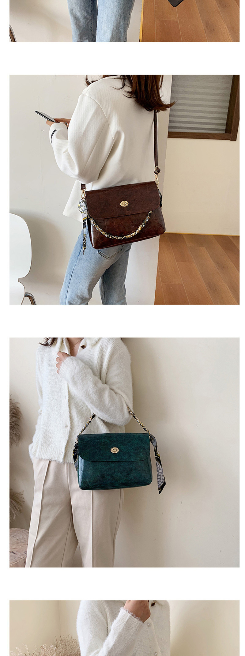 Fashion Green Stone Pattern Shoulder Messenger Bag,Handbags