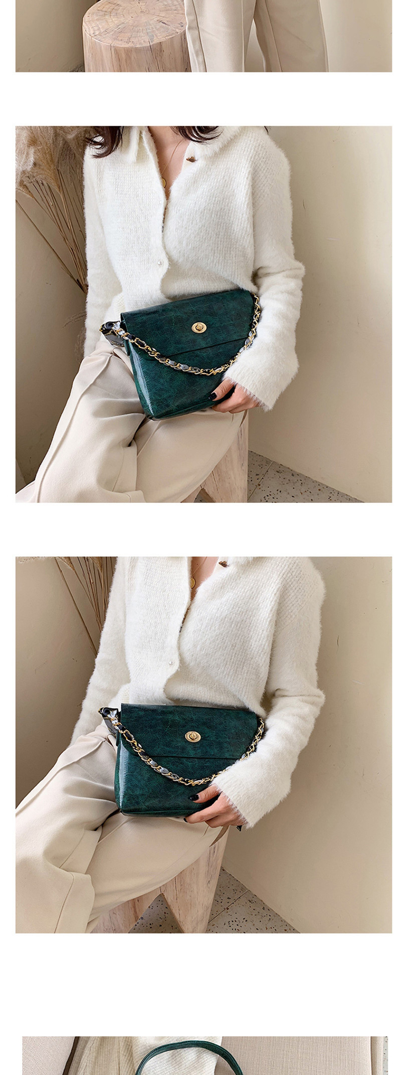 Fashion Coffee Color Stone Pattern Shoulder Messenger Bag,Handbags