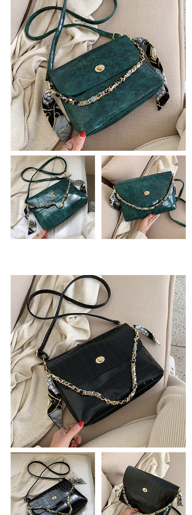Fashion Large Green Stone Pattern Shoulder Messenger Bag,Handbags