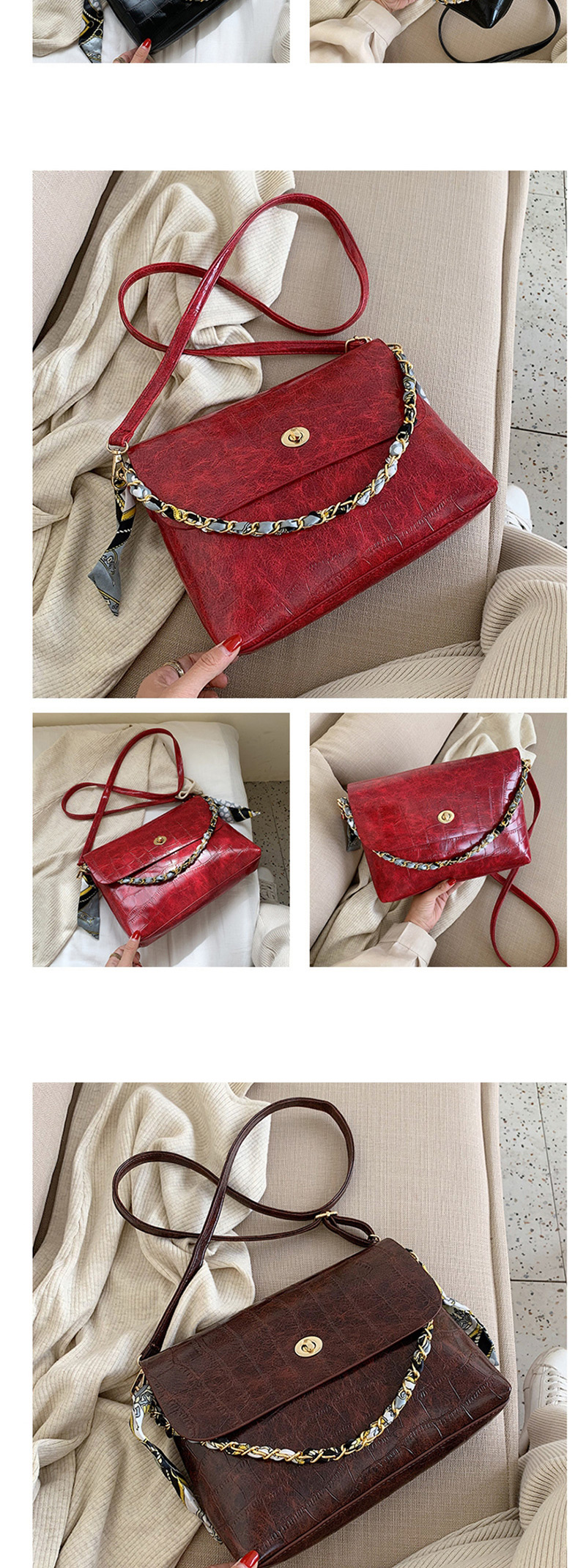 Fashion Large Coffee Color Stone Pattern Shoulder Messenger Bag,Handbags