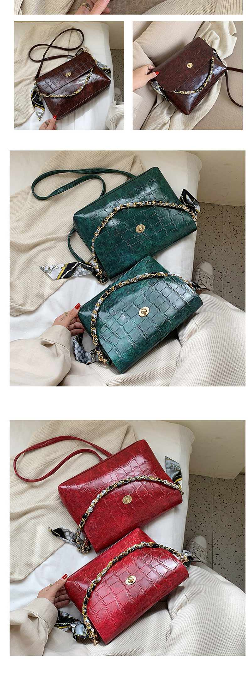 Fashion Large Wine Red Stone Pattern Shoulder Messenger Bag,Handbags
