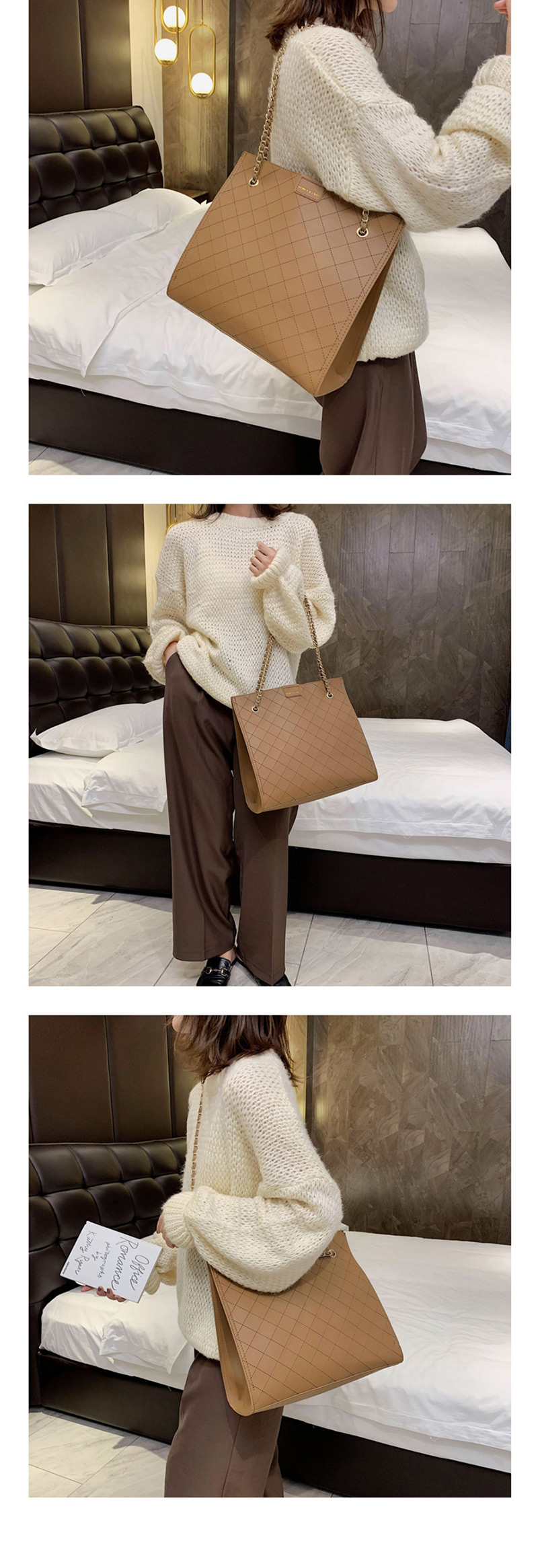 Fashion Brown Chain Rhombic Shoulder Bag,Messenger bags