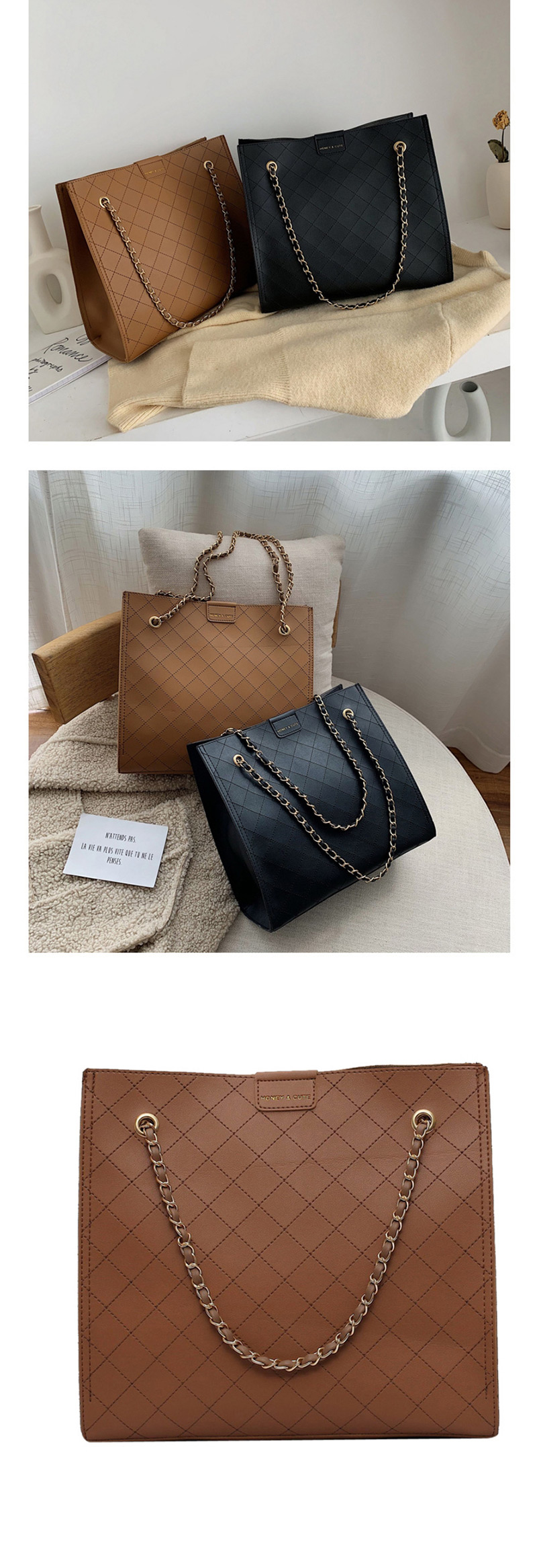 Fashion Black Chain Rhombic Shoulder Bag,Messenger bags