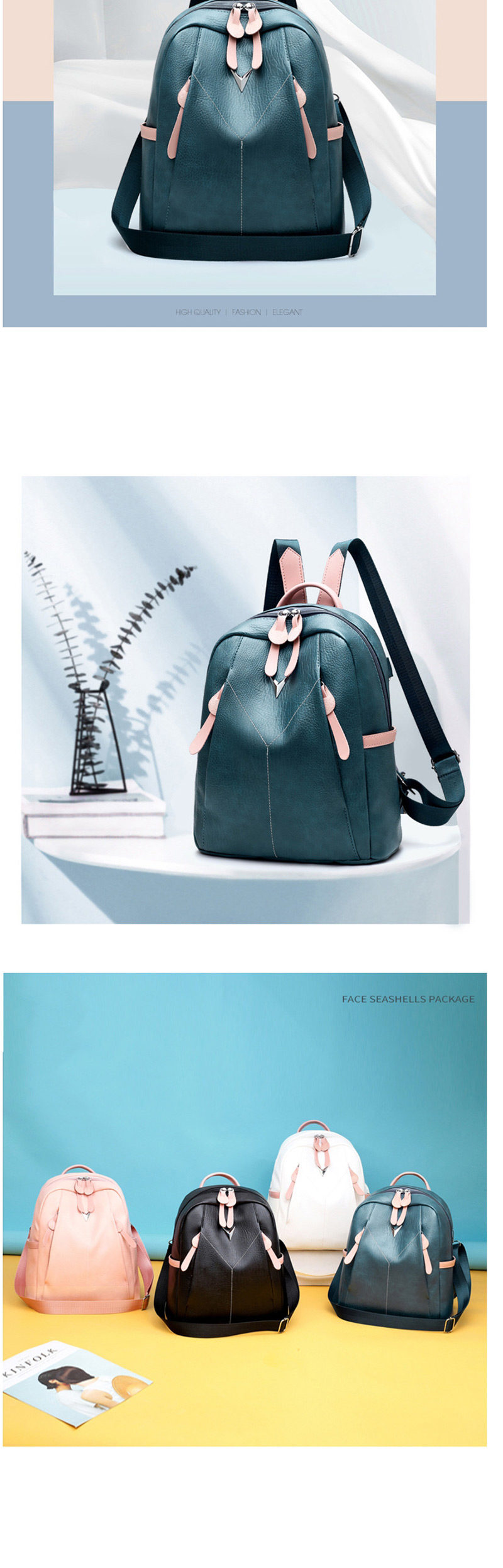 Fashion Black Contrast Shoulder Bag,Backpack
