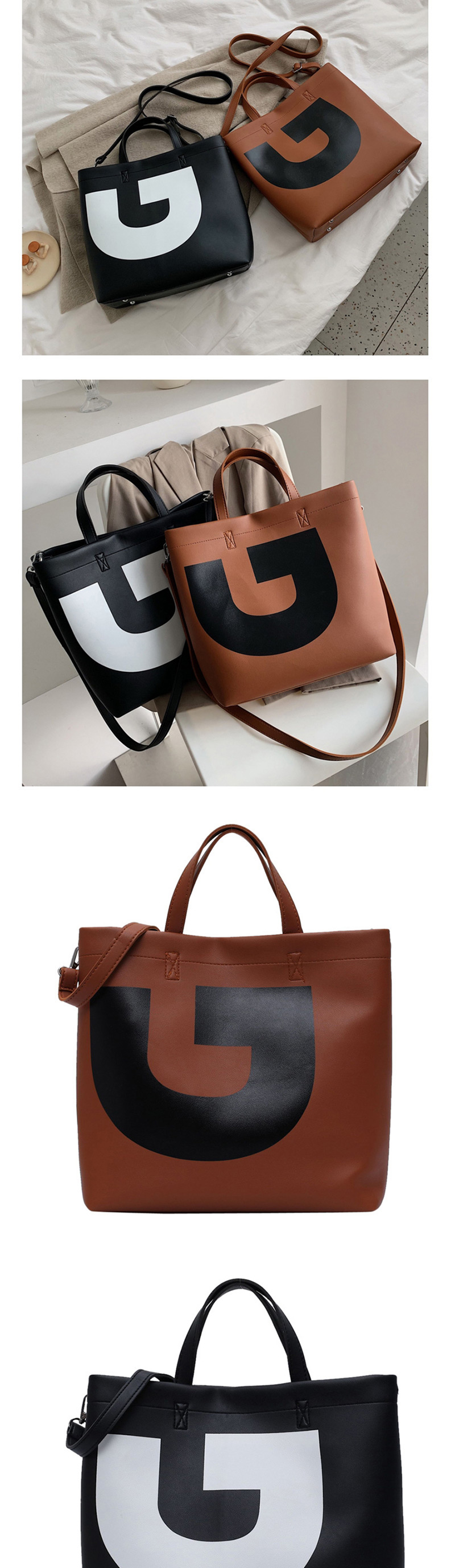 Fashion Brown Contrast Color Hand Shoulder Shoulder Bag,Handbags