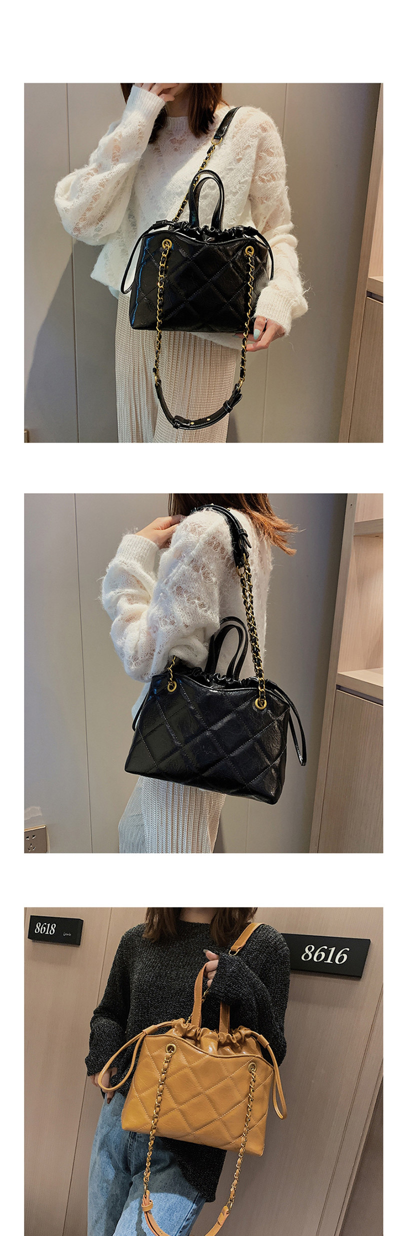 Fashion Creamy-white Chain Rhombic Shoulder Messenger Handbag,Handbags