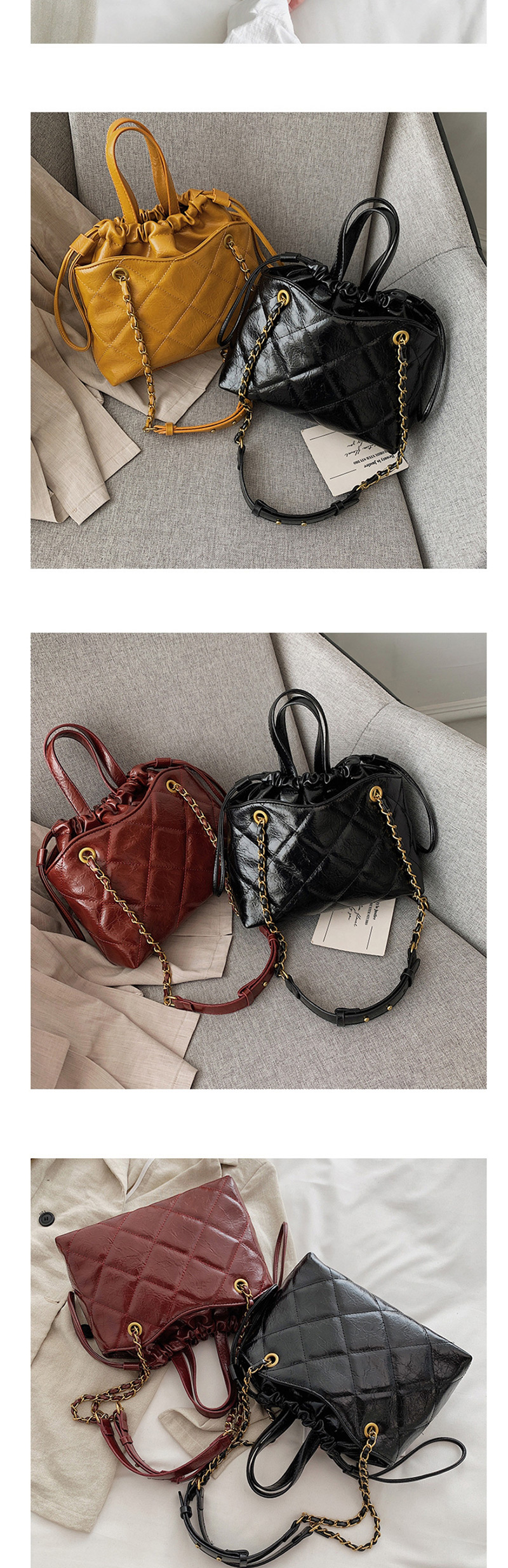 Fashion Red Wine Chain Rhombic Shoulder Messenger Handbag,Handbags
