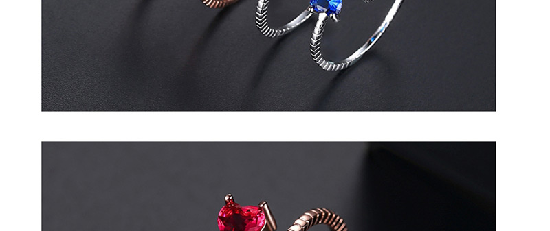 Fashion Blue Zirconium Rose Gold Bow Open Ring,Rings