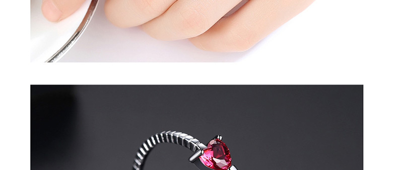 Fashion Red Zirconium And Platinum Bow Open Ring,Rings
