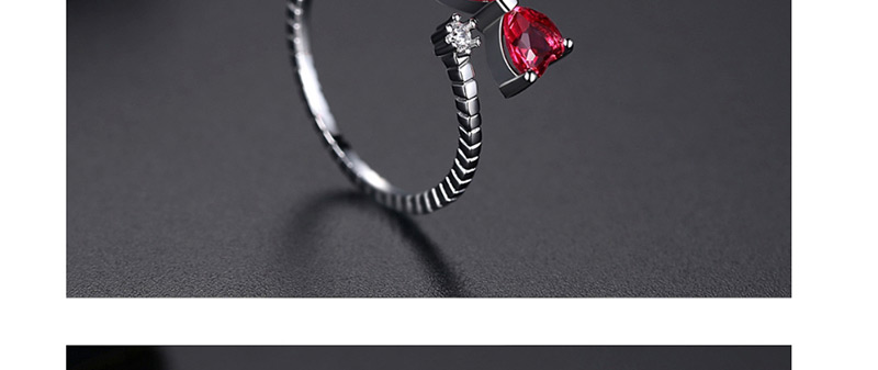 Fashion Red Zirconium And Platinum Bow Open Ring,Rings