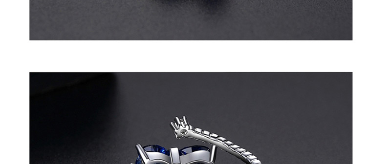 Fashion Blue Zirconium White Gold Bow Open Ring,Rings