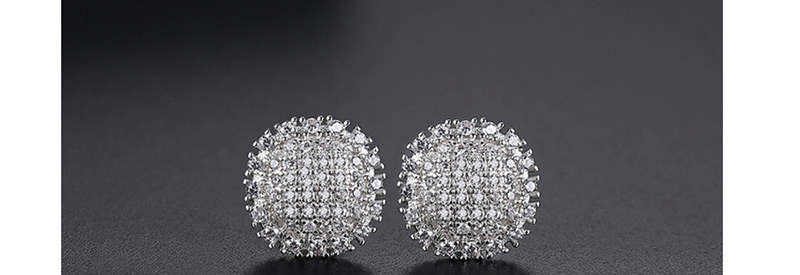 Fashion Platinum Pave Zircon Round Earrings,Earrings