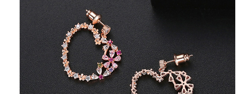 Fashion Rose Gold Copper Inlaid Zirconium Heart Shaped Snow Earrings,Earrings