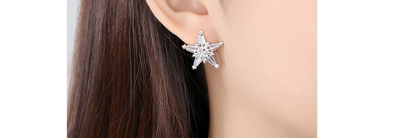 Fashion Platinum Pentagram Earrings,Earrings