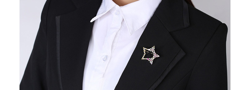 Fashion Platinum Copper Inlaid Zirconium Five-pointed Star Brooch,Korean Brooches