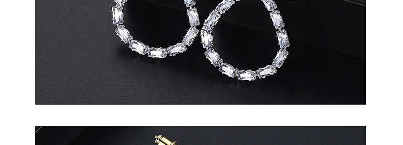 Fashion Platinum Copper Inlaid Zircon Jade Earrings,Earrings
