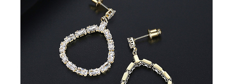 Fashion 18k Copper Inlaid Zircon Jade Earrings,Earrings