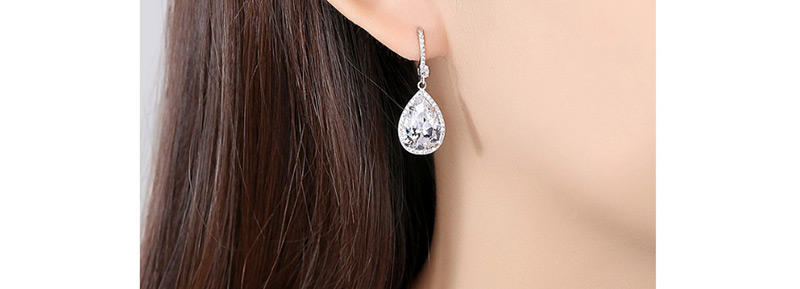 Fashion Platinum Copper Inlaid Zirconium Drop Earrings,Earrings