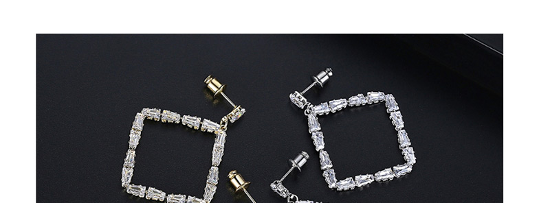Fashion 18k Square Copper Inlay Zircon Earrings,Earrings