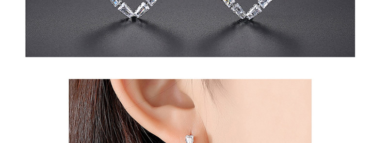 Fashion Platinum Square Copper Inlay Zircon Earrings,Earrings