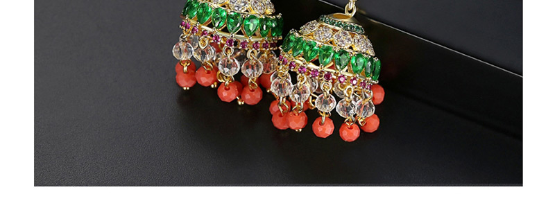 Fashion 18k Copper Zircon Green Diamond Tassel Earrings,Earrings
