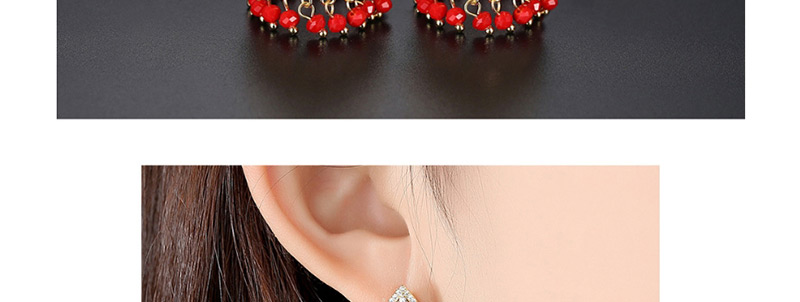 Fashion Red Copper Inlaid Zirconium Hollow Earrings,Earrings
