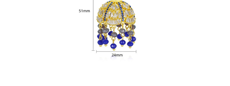 Fashion Blue Zircon Full Tassel Earrings,Earrings