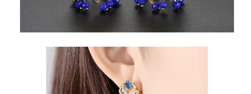 Fashion Blue Zircon Full Tassel Earrings,Earrings