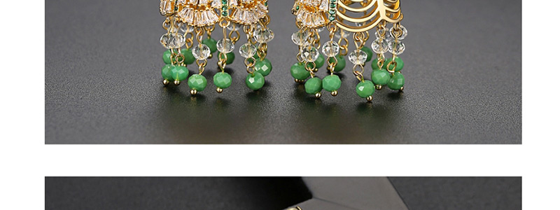 Fashion Green Zircon Full Tassel Earrings,Earrings