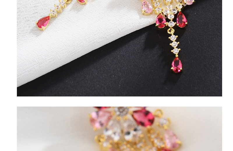 Fashion Gold Flower Drop Micro-inlaid Zircon Earrings,Earrings