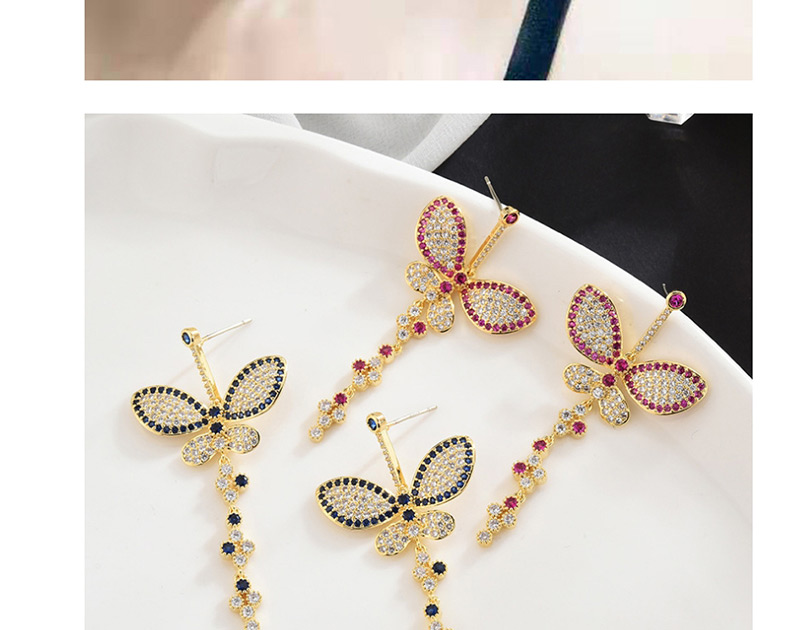 Fashion Red Butterfly Micro Inlaid Zircon Earrings,Earrings