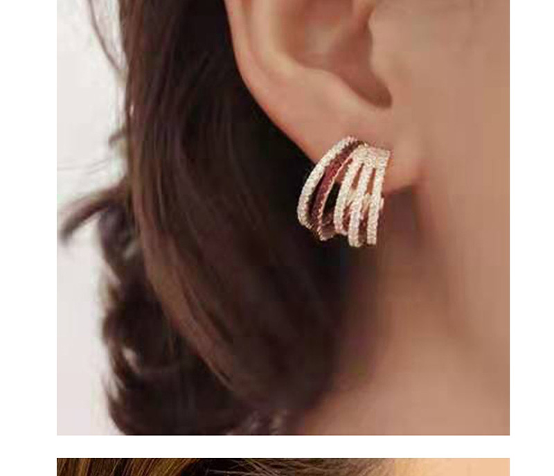 Fashion Pearl  Sterling Silver Needle Multi-layer Semi-circular Pearl Earrings,Earrings