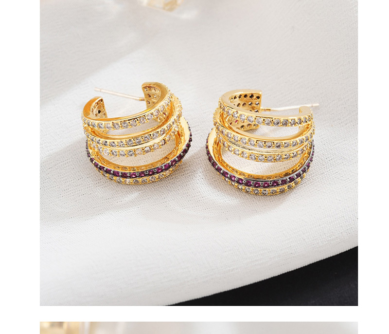 Fashion Zircon  Sterling Silver Needle Multi-layer Semi-circular Pearl Earrings,Earrings