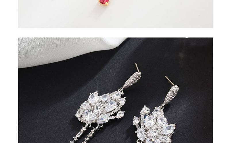 Fashion White  Sterling Silver Needle Micro Inlaid Zircon Butterfly Tassel Earrings,Earrings