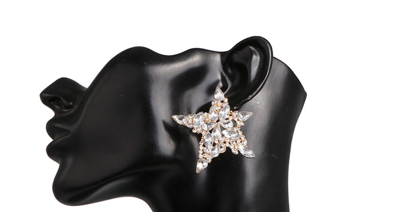 Fashion Color Pentagram Earrings: Colored Diamonds: Micro-set,Stud Earrings