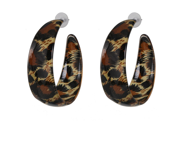 Fashion Black Large C-shaped Acrylic Earrings,Hoop Earrings