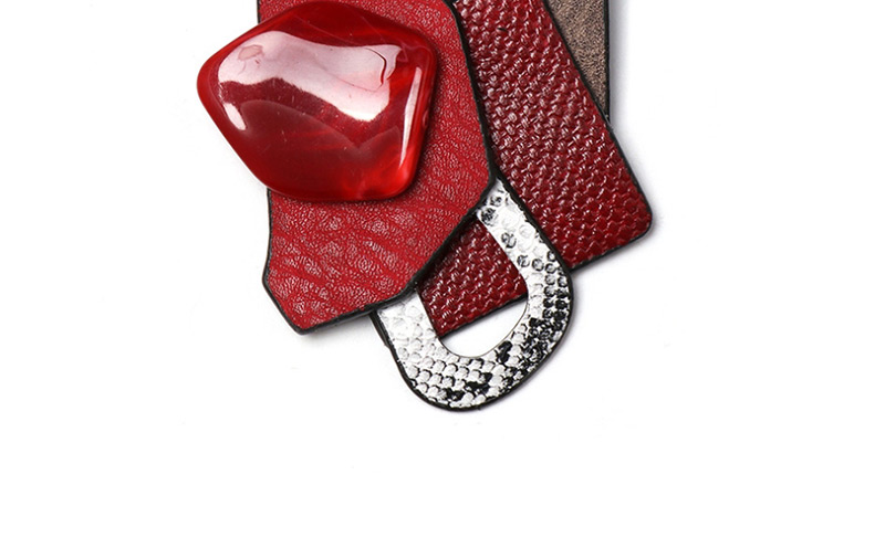 Fashion Red Geometric Diamond-studded Resin Brooch,Korean Brooches