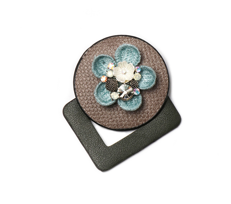 Fashion Green Flower Geometric Form Leather Brooch,Korean Brooches