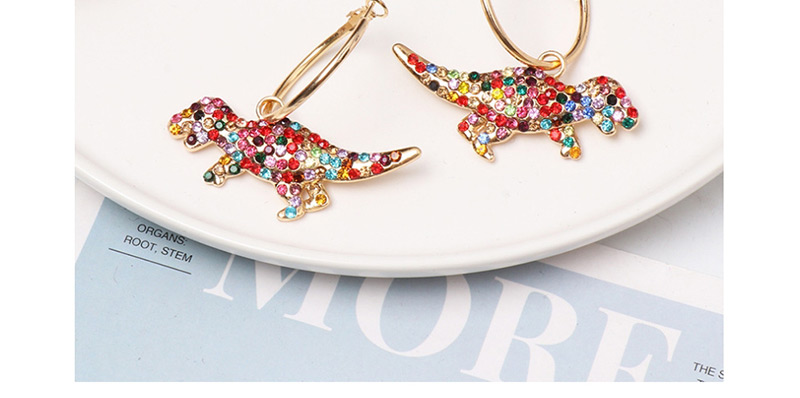 Fashion Color Dinosaur Micro-inlaid Zircon Earrings,Drop Earrings