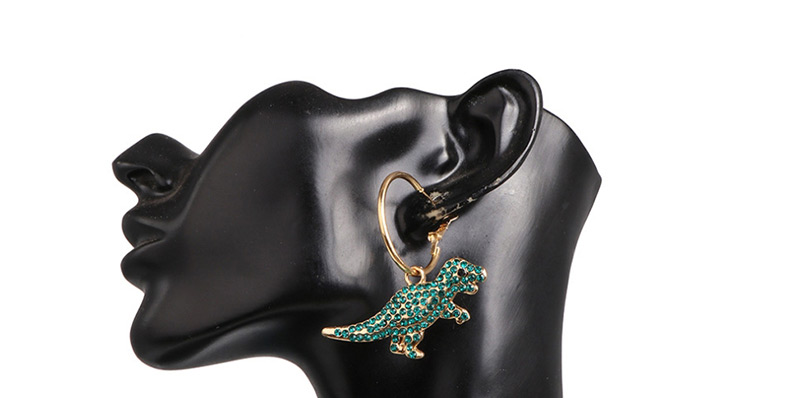 Fashion Green Dinosaur Micro-inlaid Zircon Earrings,Drop Earrings