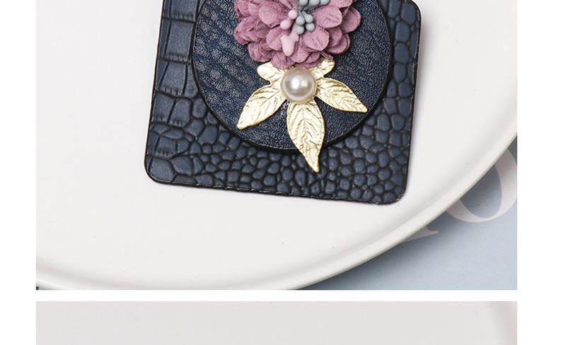 Fashion Blue Flower Geometric Form Leather Brooch,Korean Brooches