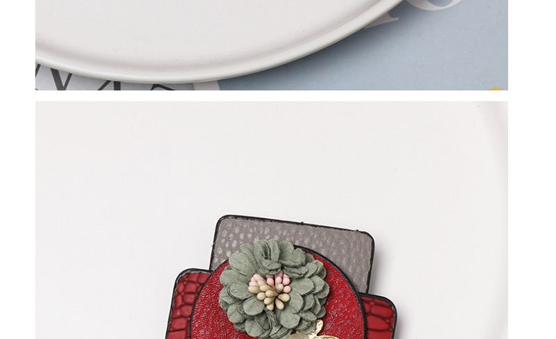 Fashion Brown Flower Geometric Form Leather Brooch,Korean Brooches