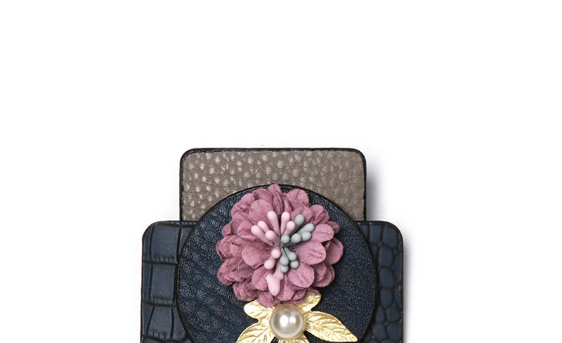 Fashion Brown Flower Geometric Form Leather Brooch,Korean Brooches