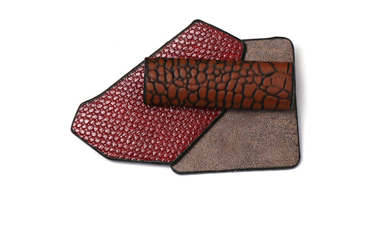 Fashion Red-brown Geometric Diamond-studded Resin Brooch,Korean Brooches