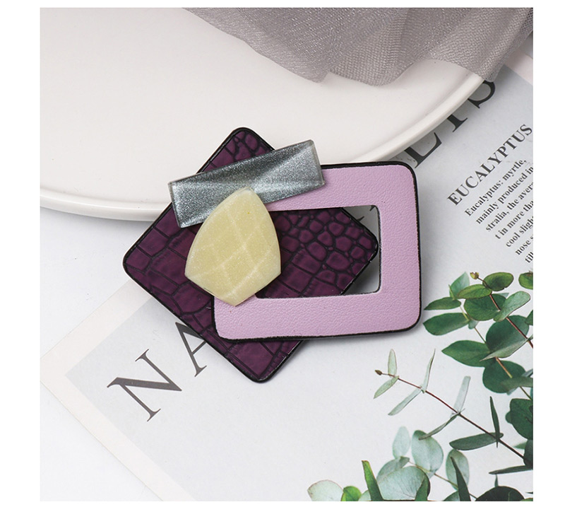 Fashion Purple Geometric Diamond-studded Resin Brooch,Korean Brooches
