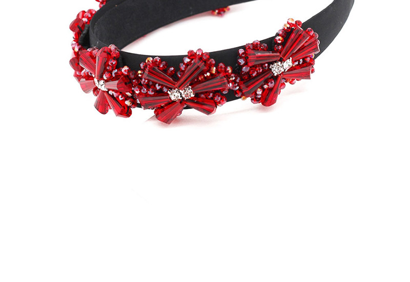 Fashion Red Crystal Stitching Geometric Flower Headband,Head Band